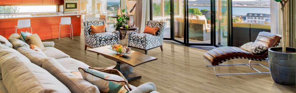 light wood floor in home by the ocean