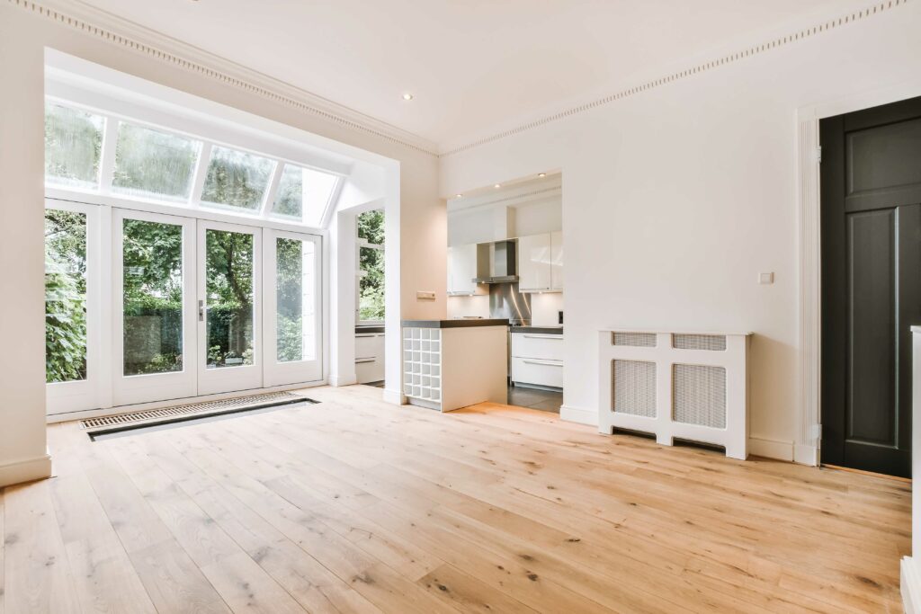 modern house with hardwood flooring