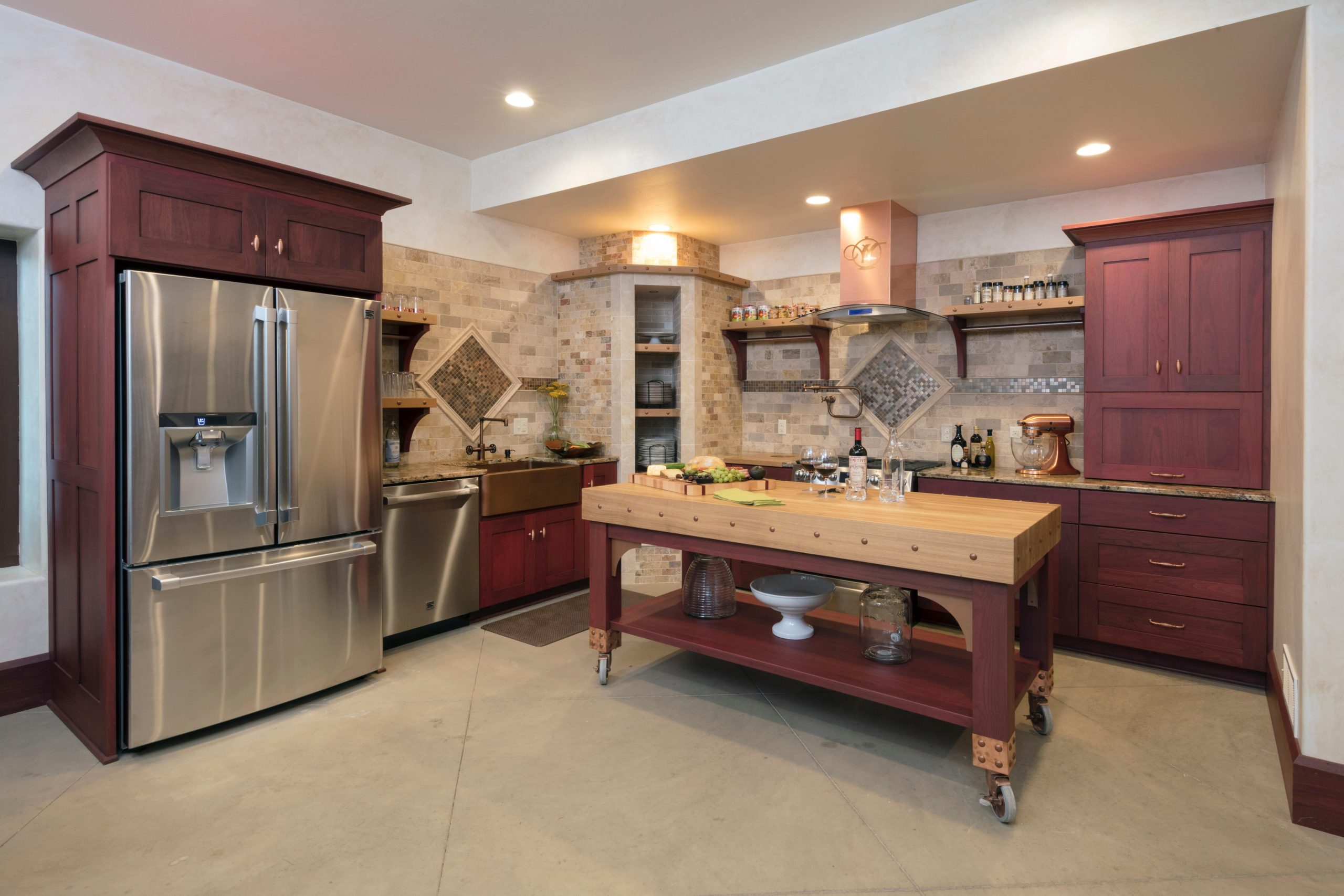 kitchen with cherry cabinets