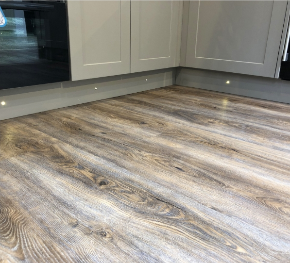 Wood flooring in corner of kitchen