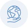 icon with hand holding globe