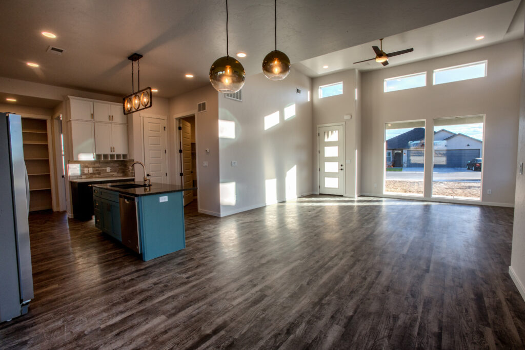wood floors in kitchen and living room