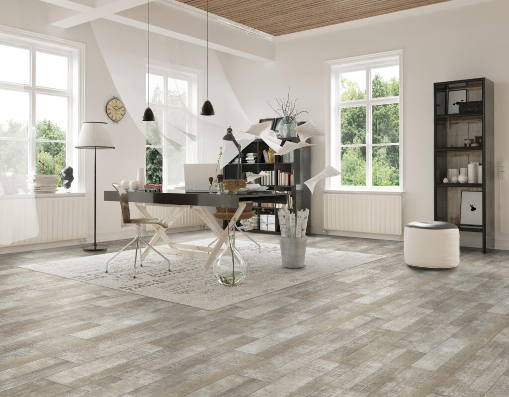 vinyl flooring in a modern home office