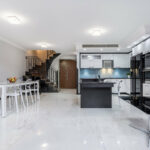 basement with tile floors
