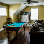 hardwood flooring in man cave game room