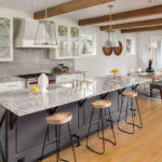 modern kitchen with wood floors