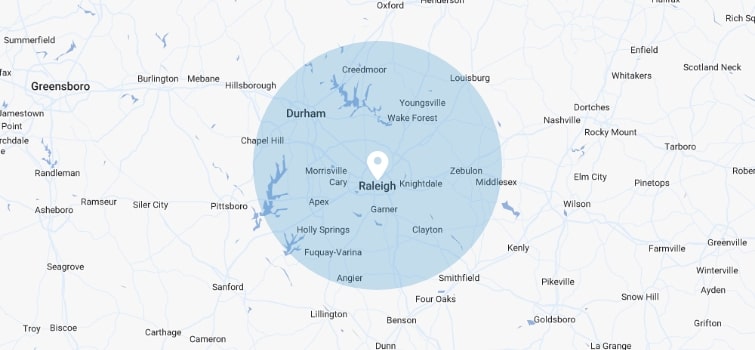 Raleigh North Carolina Service Region