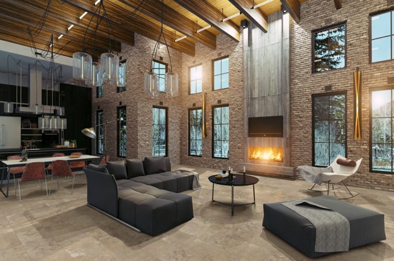 Allure: Oasis Stone Waterproof Luxury Vinyl Floor Tile in Living Room