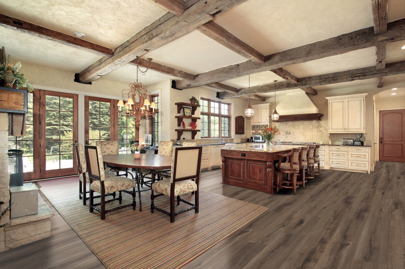 Haven: Chestnut Charm Brown Waterproof Luxury Vinyl Floor in Kitchen and Dining Room