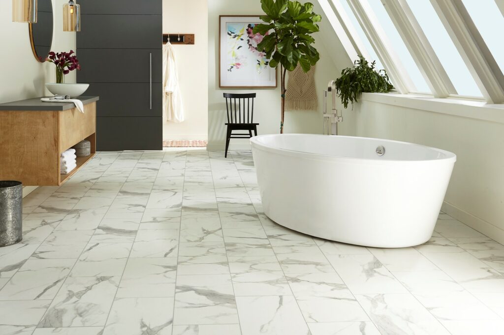 Allure: Urban Marble Waterproof Luxury Vinyl Floor in Bathroom