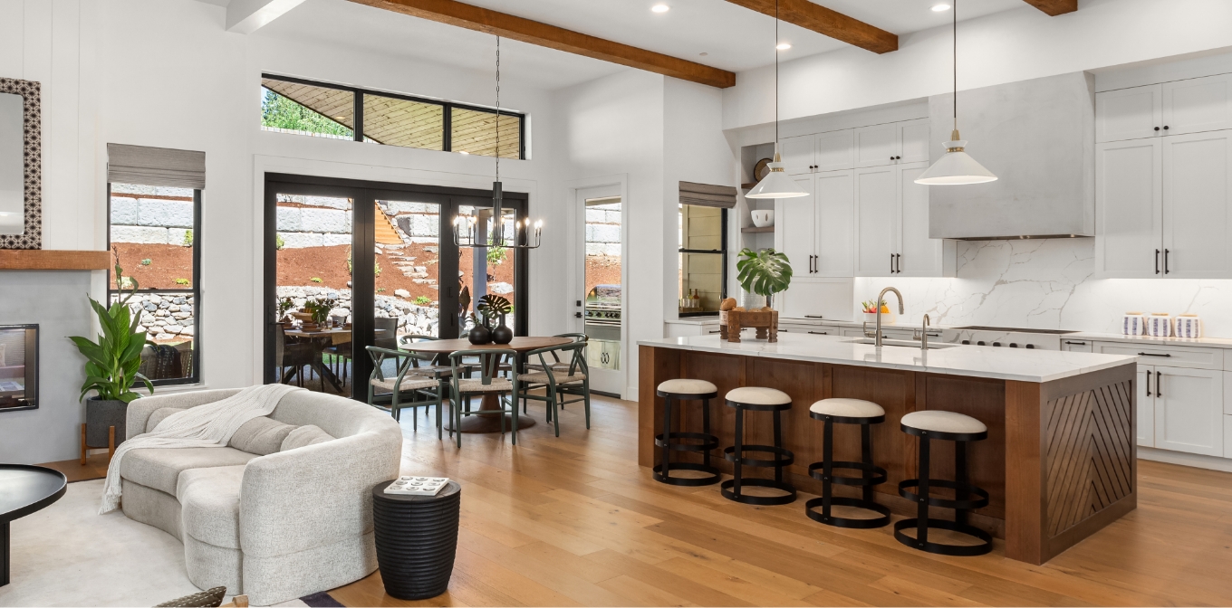 wood floor in modern kitchen