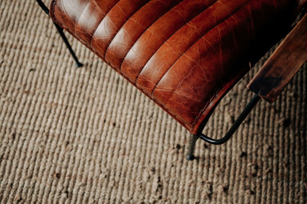 vintage furniture on carpet closeup