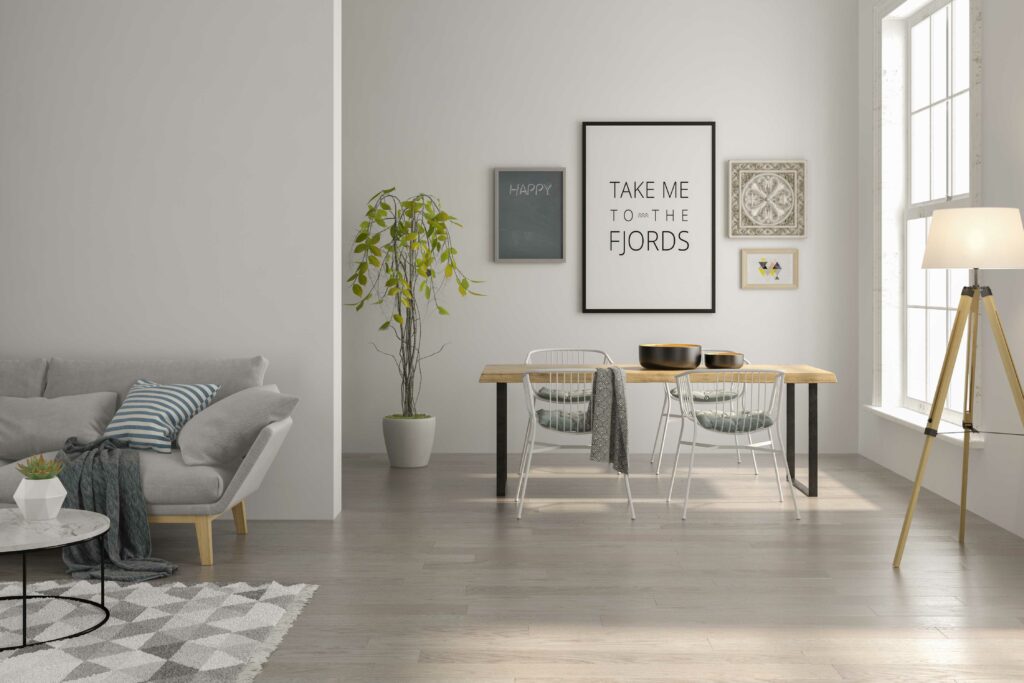 modern living room with lvp